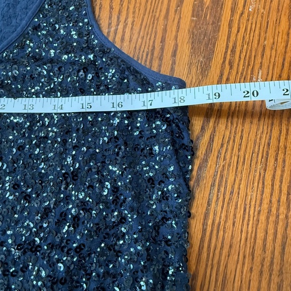 J. Crew Navy Blue Sequin Sleeveless Tank Top Size Large - Picture 9 of 11